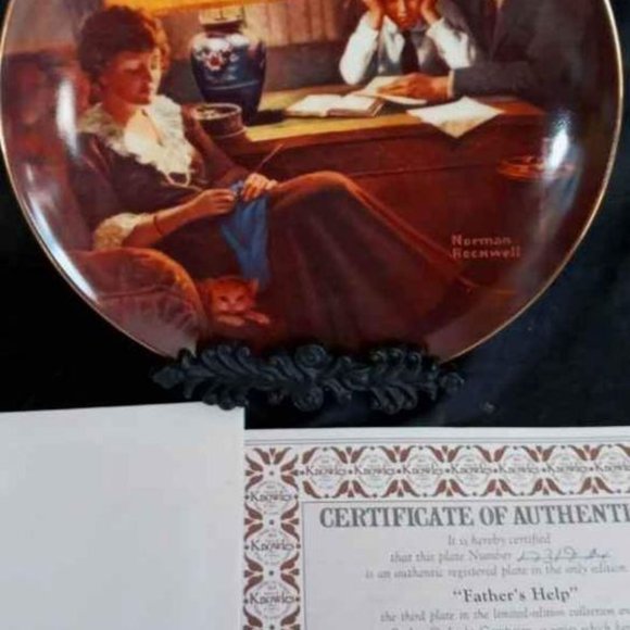 NORMAN ROCKWELL PLATE #3 IN SERIES FROM ROCKWELLS LIGHT CAMPAIGN "FATHERS HELP" - Picture 4 of 7